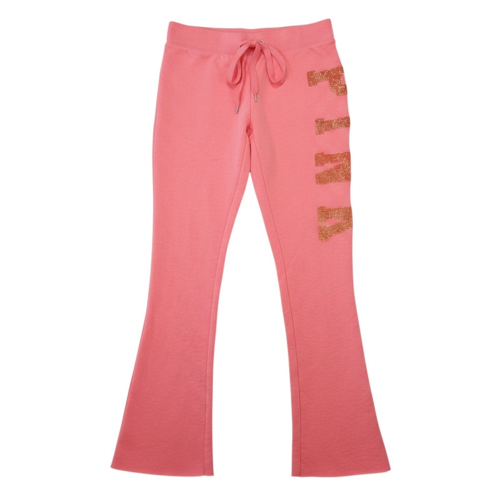 Victorias Secret PINK Sweatpants Womens Small Coral Sequin Low Rise Flare Pants